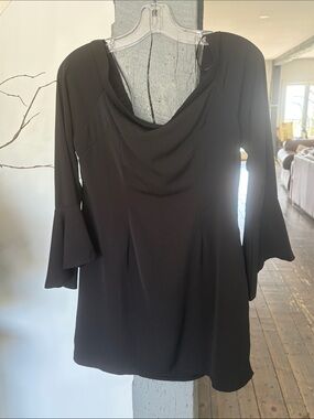 EVIE Black Cowl Neck Bell Sleeve Dress
